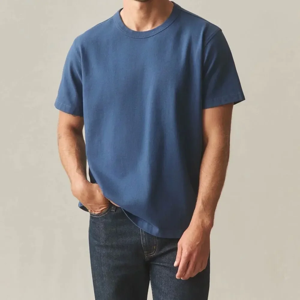 American Giant Everest Ultra Heavyweight Cotton Tee Shirt XL Blue - Picture 10 of 11